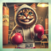 "Boksen kampioen? - Kat met bokshandschoenen Raamsticker (Vel 3)