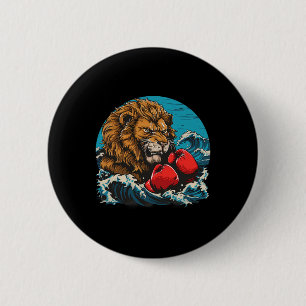 Boksen Leeuw Portret Motief Wildlife Kickboksen Lo Ronde Button 5,7 Cm