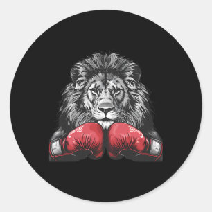 Boksen Leeuw Portret Motief Wildlife Kickboksen Lo Ronde Sticker