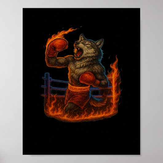 Boksen Lover Wolf MMA Fighter Weerwolf Beast Gym Poster (Voorkant)