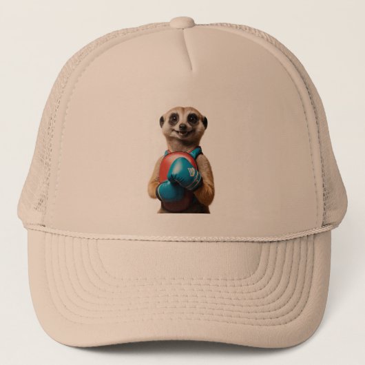 Boksen Meerkat Sport Trucker Hat – Funny Gym Style Pet (Voorkant)