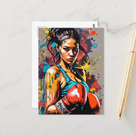Boksen Meisje Moderne Fighter Martial Arts Portret Briefkaart