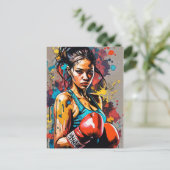 Boksen Meisje Moderne Fighter Martial Arts Portret Briefkaart (Staand voorkant)
