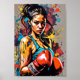 Boksen Meisje Pop Art Fighter Martial Arts Portret Poster