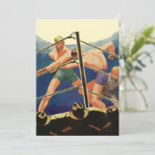 Boksen met vintage sport, boksers tijdens een weds kaart (Staand voorkant)
