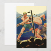 Boksen met vintage sport, boksers tijdens een weds kaart (Voorkant / Achterkant)