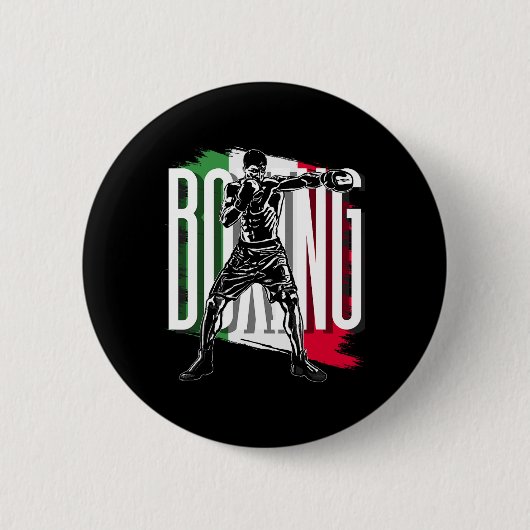 Boksen, Mexicaanse vlag Ronde Button 5,7 Cm (Voorkant)
