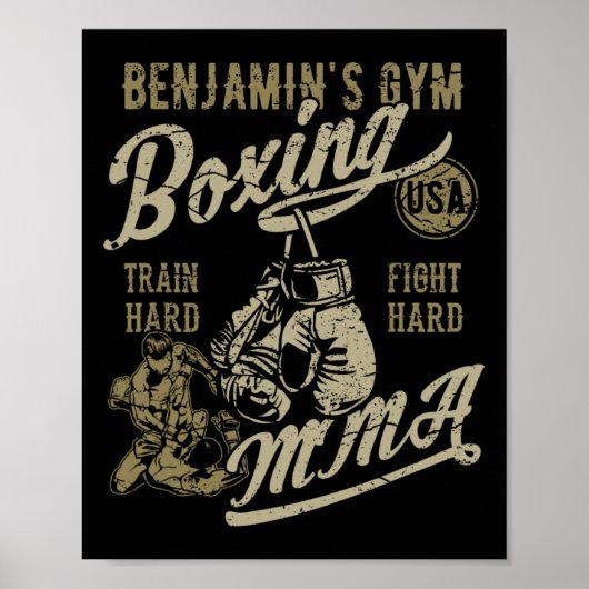 Boksen Mma Retro Design voor de naam Benjamin Poster (Voorkant)