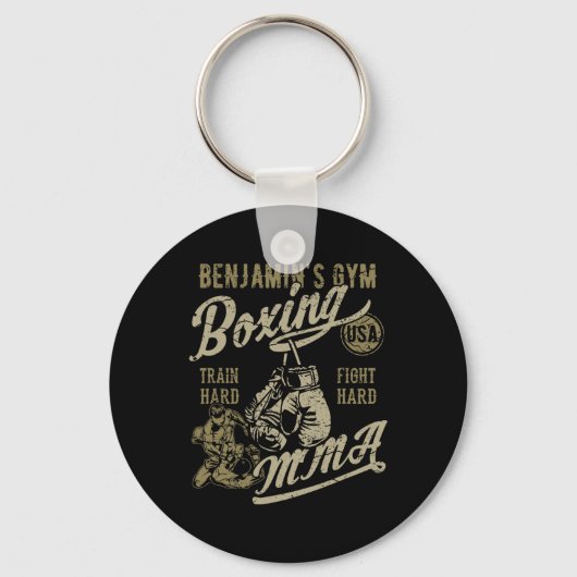 Boksen Mma Retro Design voor de naam Benjamin Sleutelhanger (Voorkant)