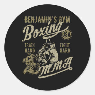 Boksen Mma Retro Design voor de naam Benjamin's Gy Ronde Sticker