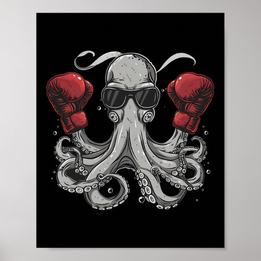 Boksen Octopus Lover Ocean Zee Creature Boxer Kick Poster (Voorkant)