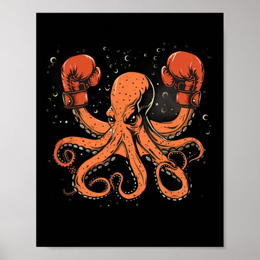 Boksen Octopus Lover Ocean Zee Creature Boxer Kick Poster (Voorkant)