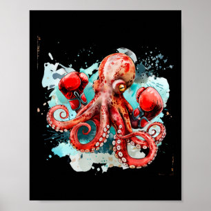 Boksen Octopus Lover Ocean Zee Creature Boxer Kick Poster