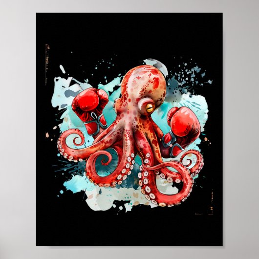 Boksen Octopus Lover Ocean Zee Creature Boxer Kick Poster (Voorkant)