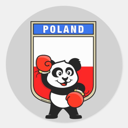 Boksen Polen Panda Ronde Sticker (Voorkant)