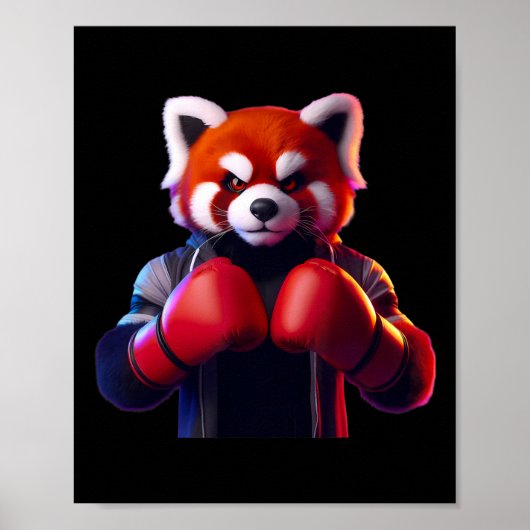 Boksen Red Panda Boxer Kickboxer MMA Fighter Comba Poster (Voorkant)