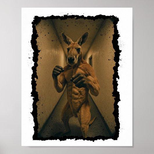 Boksen Retro Kangoeroe Staande In De Hal Fun Poster (Voorkant)