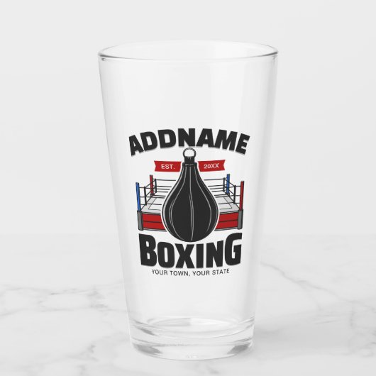 Boksen Ring ADD NAAM Boxer Gym Snelheid Zak Glas (Voorkant)