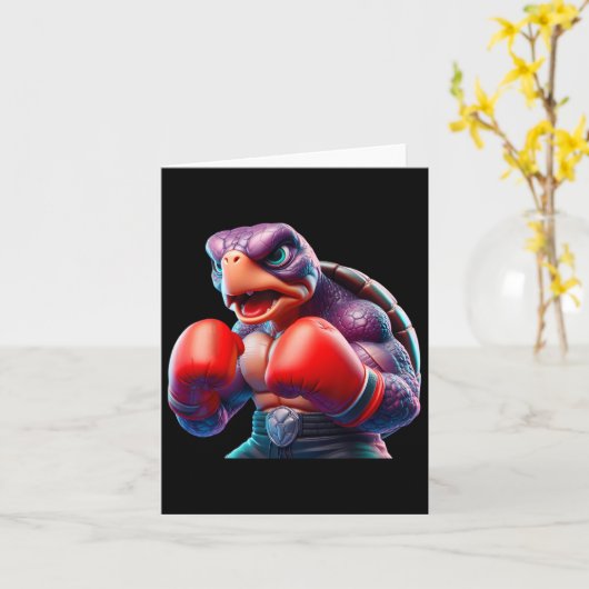 Boksen schildpad bokser kickbokser mma vechter kaart (Gele Bloem)