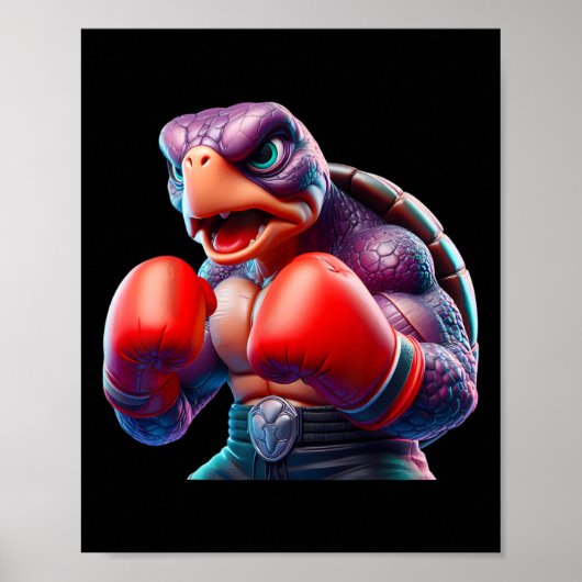Boksen schildpad bokser kickbokser mma vechter poster (Voorkant)
