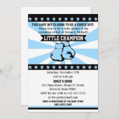 Boksen Sport Baby Boy Douche Uitnodiging Blauw (Voorkant / Achterkant)