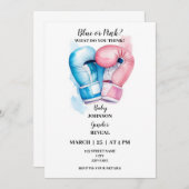 Boksen thema gender onthullen uitnodiging (Voorkant / Achterkant)