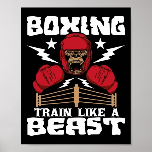 Boksen Traineren Als Een Beest - Kickboksen Kickbo Poster (Voorkant)