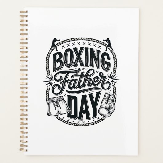 Boksen Vader Dag Vintage Gravure Shirt Ontwerp_1 Planner (Voorkant)