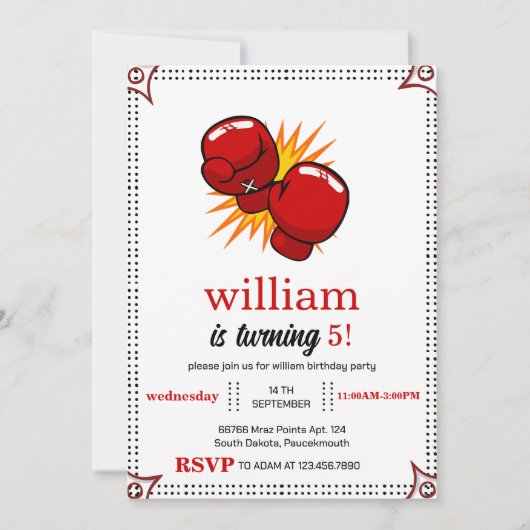 Boksen Verjaardag 5e 4e 6e 7e 8e 9e 10e Kaart (Voorkant)