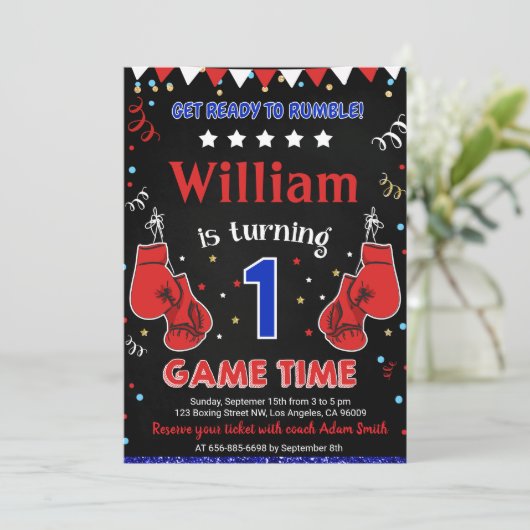 Boksen Verjaardag Party Uitnodiging Box Sport (Staand voorkant)