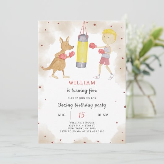 Boksen Verjaardag Uitnodiging (Staand voorkant)