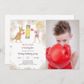 Boksen Verjaardag Uitnodiging met foto (Voorkant / Achterkant)