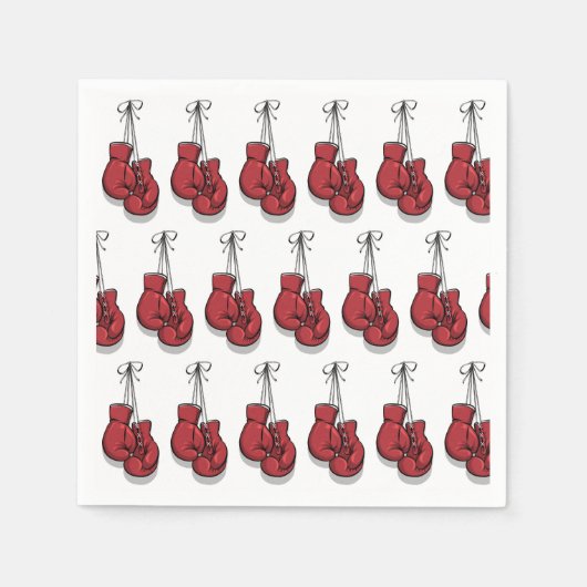 Boksen verjaardagsfeestje rode handschoenen servet (Voorkant)