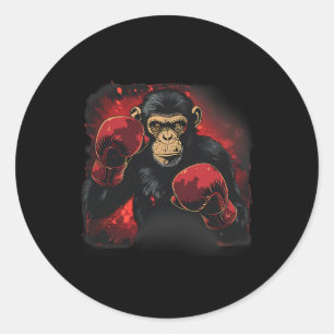 Boksende aap met boks handschoenen kickboksen grap ronde sticker