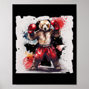 Boksende Beer Liefhebber Bokshandschoenen Kickboks Poster