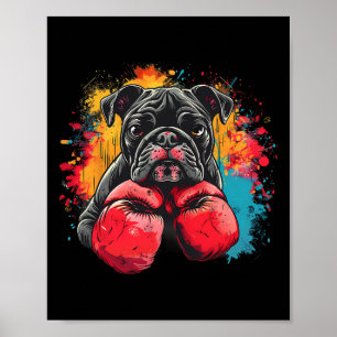 Boksende Bulldog Met Bokshandschoenen Kickboksen G Poster