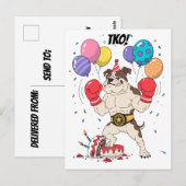 Boksende Bulldog TKO Verjaardagsafscheid Kunst Briefkaart (Voorkant / Achterkant)