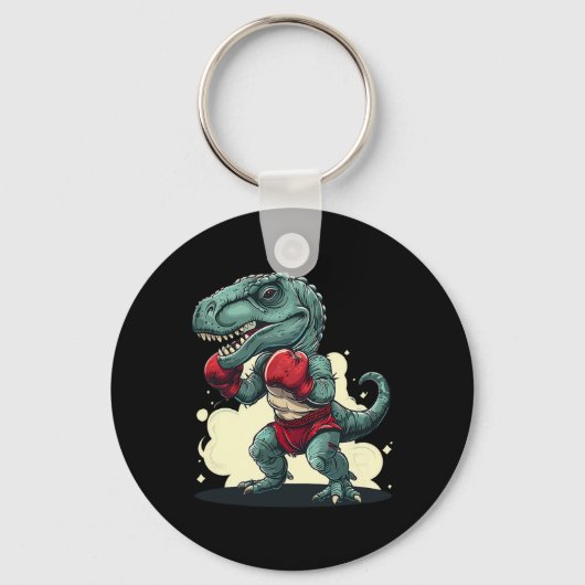 Boksende Dinosaur Bokser Dino Kickboksen T-rex Bok Sleutelhanger (Voorkant)