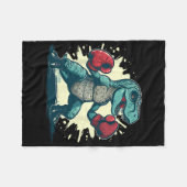 Boksende Dinosaur Bokser T-rex Kickboksen Dino Bok Fleece Deken (Voorkant (Horizontaal))