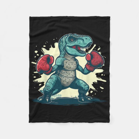 Boksende Dinosaur Bokser T-rex Kickboksen Dino Bok Fleece Deken (Voorkant)