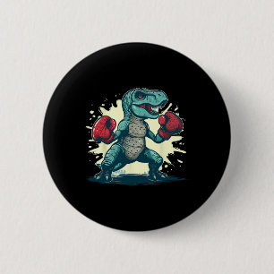 Boksende Dinosaur Bokser T-rex Kickboksen Dino Bok Ronde Button 5,7 Cm