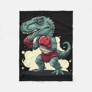 Boksende Dinosaurus Bokser Dino Kickboksen T-rex B Fleece Deken
