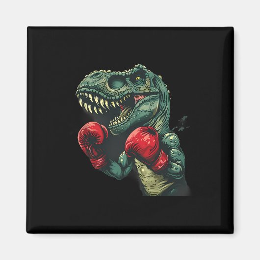 Boksende Dinosaurus Bokser Dino Kickboksen T-rex B Magneet (Voorkant)