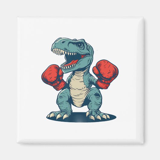 Boksende Dinosaurus Bokser Dino Kickboksen T-rex B Magneet (Voorkant)
