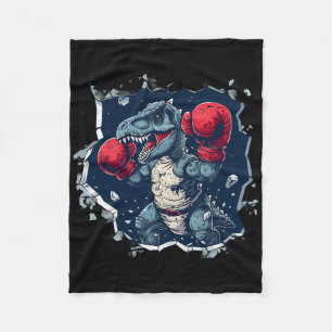 Boksende Dinosaurus Bokser T-rex Kickboksen Dino B Fleece Deken