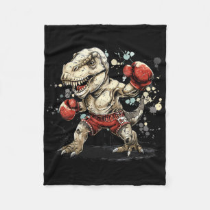Boksende Dinosaurus Bokser T-rex Kickboksen Dino B Fleece Deken