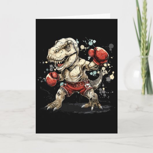 Boksende Dinosaurus Bokser T-rex Kickboksen Dino B Kaart (Voorkant)
