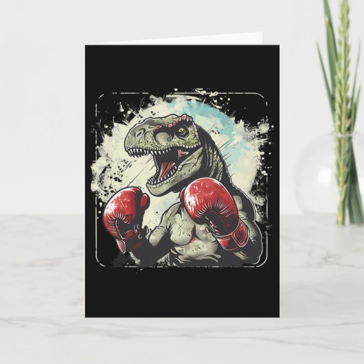 Boksende Dinosaurus Bokser T-rex Kickboksen Dino B Kaart (Voorkant)