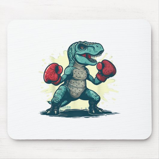 Boksende Dinosaurus Bokser T-rex Kickboksen Dino B Muismat (Voorkant)