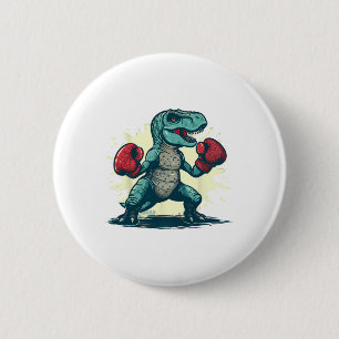 Boksende Dinosaurus Bokser T-rex Kickboksen Dino B Ronde Button 5,7 Cm